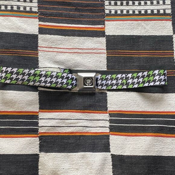 Y2K Buckle Down Adjustable Houndstooth Pattern Cadillac Seatbelt Belt. Size M - Picture 10 of 11